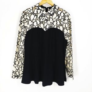 Eloquii Floral Lace Peplum Peter Pan Top